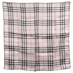 Burberry Pink Black Nova Check Plaid Print Silk